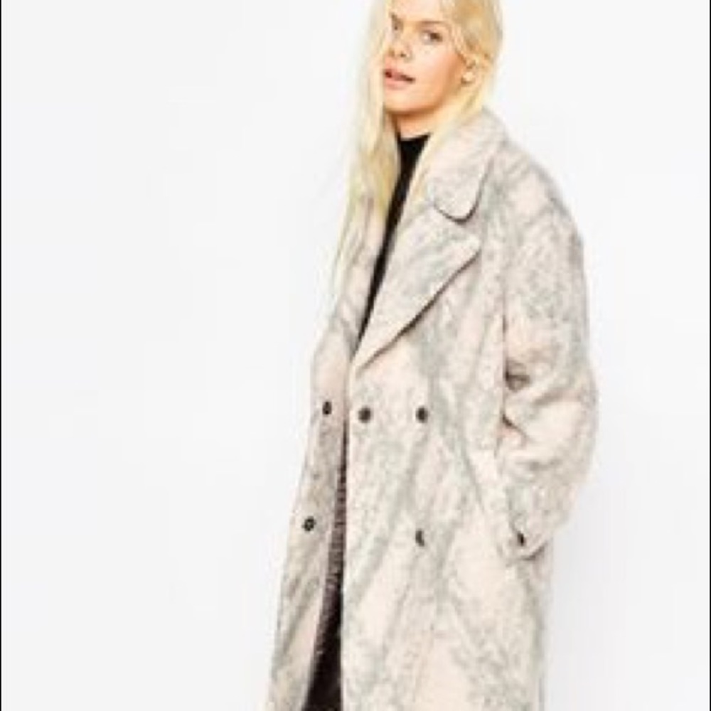 ASOS mohair pink and gray coat